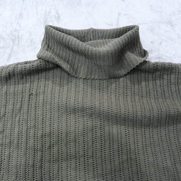 Express Sweater Womens Turtleneck Chunky Knit Oversized Baggy Olive Green L - Picture 12 of 16